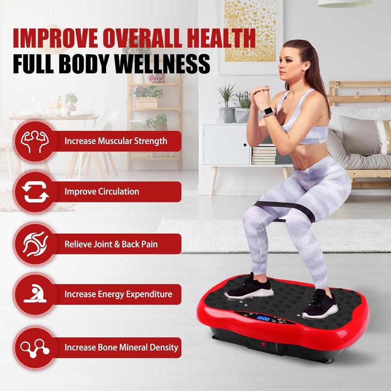 Vibration Plate Exercise Machine, Fitness Full Body Vibration Platform, Portable Vibration Plate Platform for Weight Loss Home Fitness