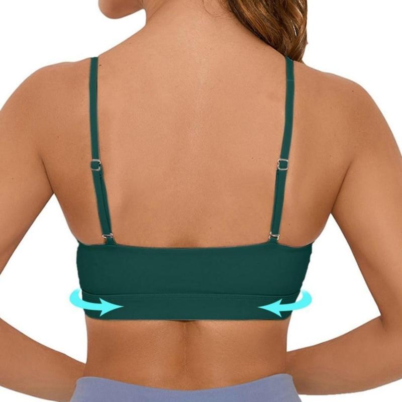 Women's Sports Bra Can Be Crossed And Adjusted Backless Bra With Removable Pads , Comfort Solid Color Wireless Sports Bra lightweight gym wear