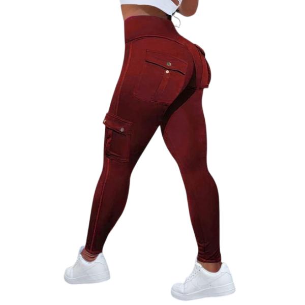 Solid Flap Pocket High Waist Comfortable Spandex  Capri Sports Leggings Womenswear Trouser