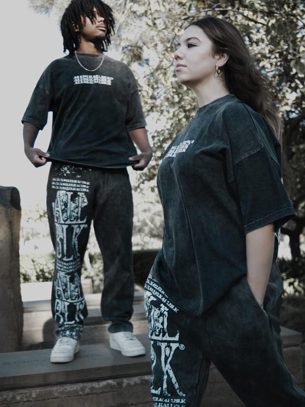 ALLBLK Acid Wash Joggers for Men and Women, All Seasons, High GSM