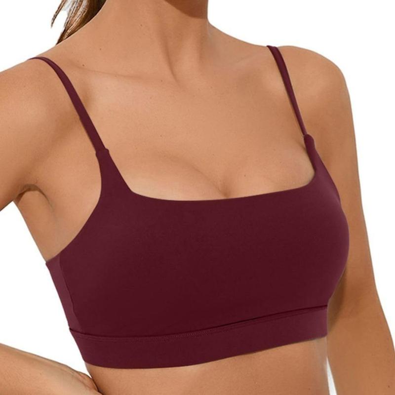 Women's Sports Bra Can Be Crossed And Adjusted Backless Bra With Removable Pads , Comfort Solid Color Wireless Sports Bra lightweight gym wear