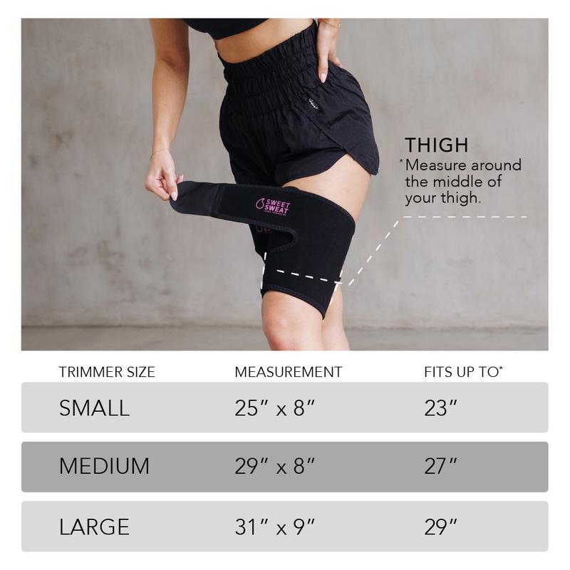 Sports Research Sweet Sweat Thigh Trimmers for Men & Women Increases Sweat & Activity to The Thighs During Exercise (Pink Logo, Small)