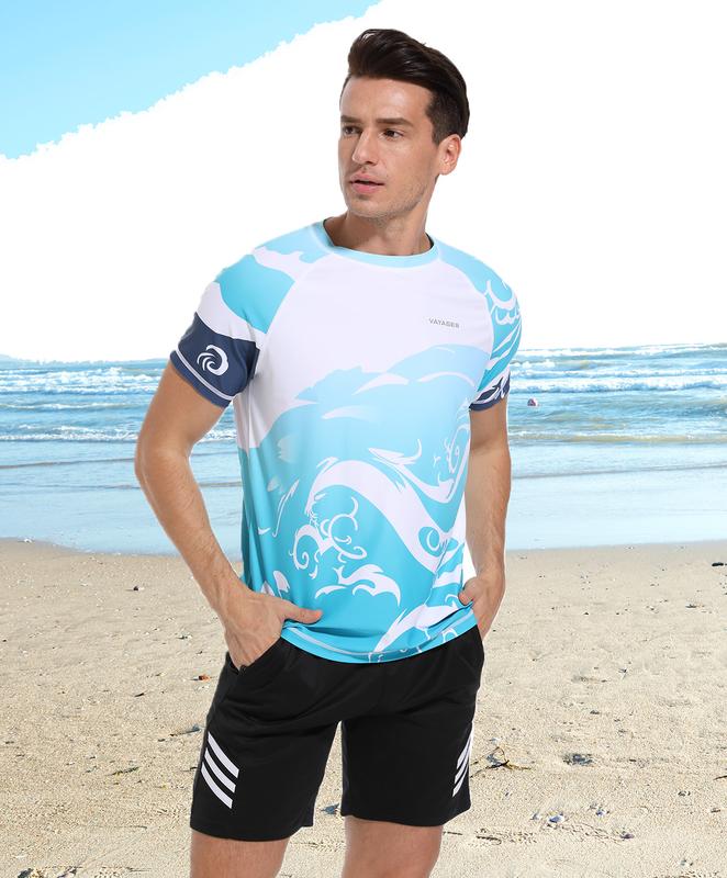 Men's Swim Shirts Rash Guard UPF 50+ T-Shirts Quick Dry Loose Fit Water Surfing Shirt