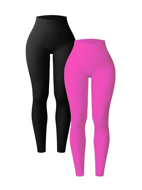 Women's 2 4pcs Basic Plain High Waist Sports Leggings, Fall Outfits 2024, Fall Sporty Casual Comfy Lady Skinny Compression Pants for Yoga Gym Workout Running, Workout Clothes Women