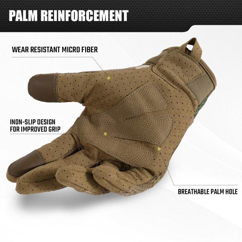 Camouflage Full Finger Sports Gloves, Breathable Touch Screen Gloves, Outdoor Cycling Hiking Climbing Camping Gloves, Sports Gloves for Men & Women