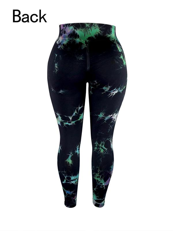  Tie Dye Print High Waist Sports Leggings, Casual Comfy Breathable Skinny Tummy Control Pants for Yoga Gym Workout, Women's Sport & Outdoor Clothing for Summer