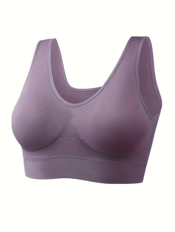 5PCs Plus Size Seamless Full Cover Sports Bra - Wireless, Backless, Medium Stretch, Solid Color, Pullover Fitness Tank Bra for Comfortable Workout ,bra pack seamless sexy bras casual bra Plus Size