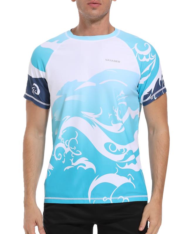 Men's Swim Shirts Rash Guard UPF 50+ T-Shirts Quick Dry Loose Fit Water Surfing Shirt