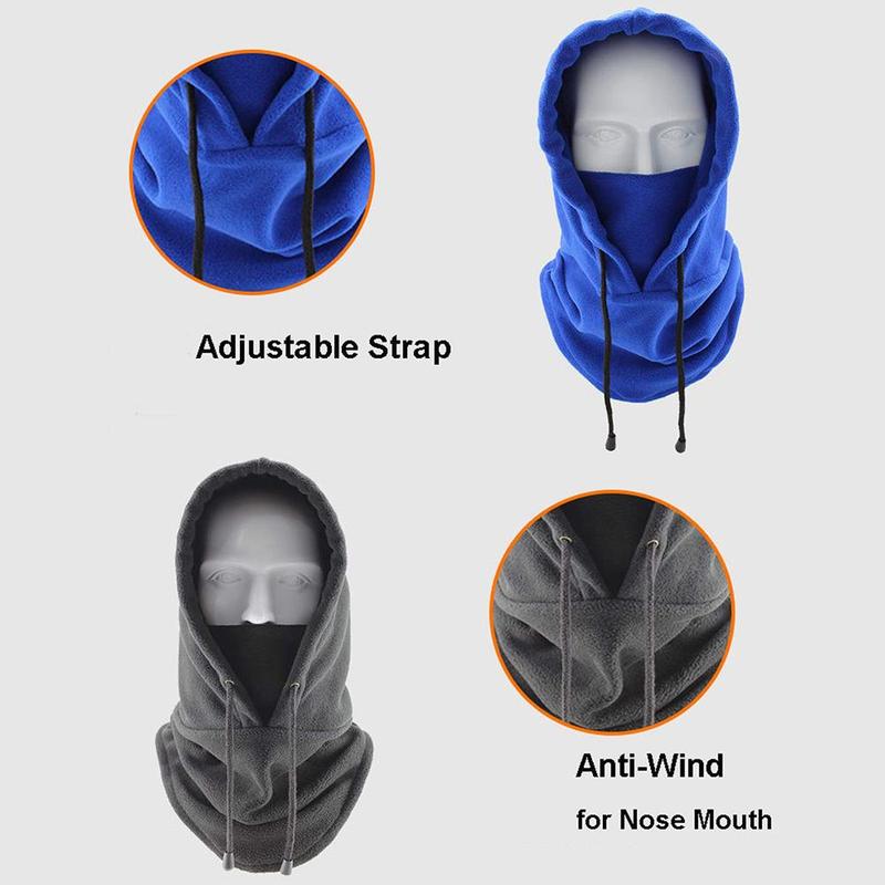 Unisex's Solid Color Drawstring Neck Scarf Integrated Face Mask, Windproof Ski Snood Hat, Warm Windproof Face Mask for Hunting Fishing Running Jogging