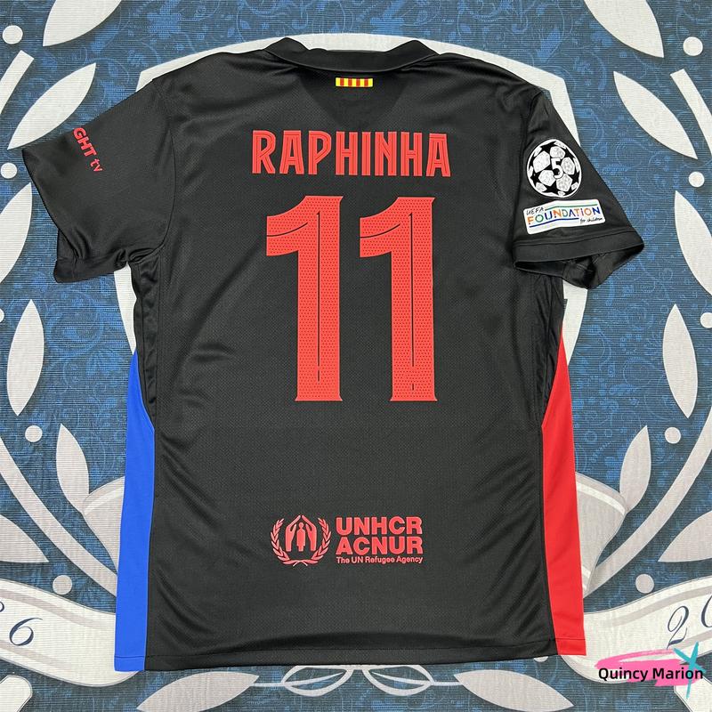 2425 Black Away Raphinha 11 Short Sleeve Soccer Jersey