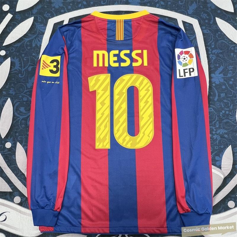 10-11 Season  Home Short Sleeve Soccer Jersey Iniesta Messi Long Sleeve Vintage Barcelona Jersey