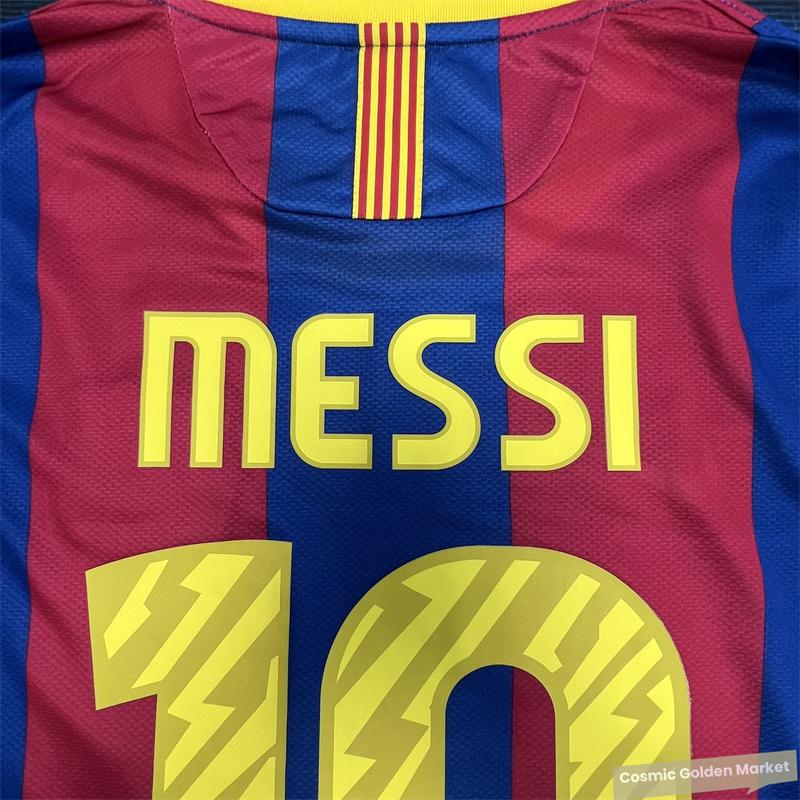 10-11 Season  Home Short Sleeve Soccer Jersey Iniesta Messi Long Sleeve Vintage Barcelona Jersey