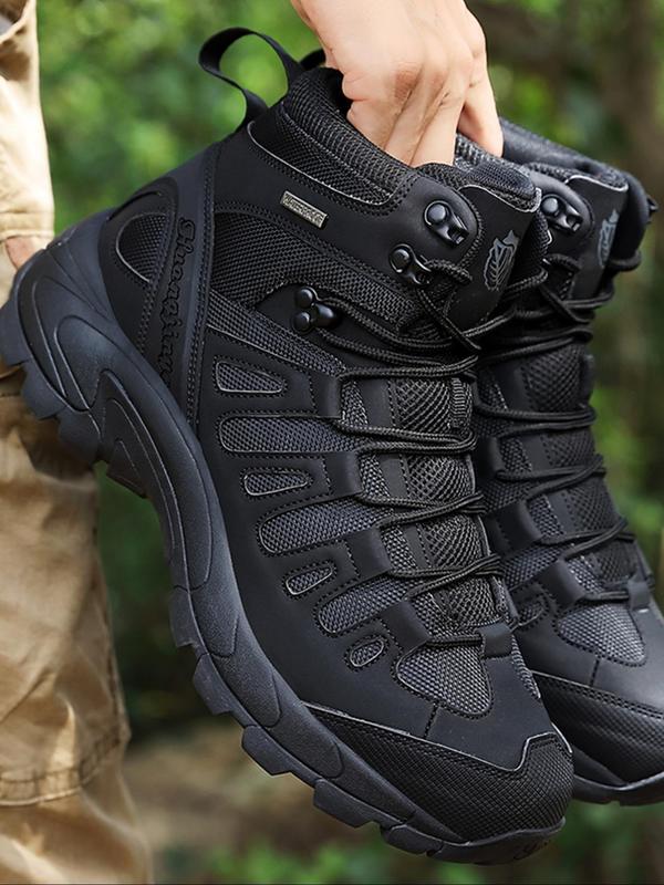 Men's Outdoor Hiking Boots, Casual Sporty Lace Up Waterproof Non-slip Hiking Shoes, Outdoor Sports Shoes for Fishing, Hiking, Climbing, Cycling, Train