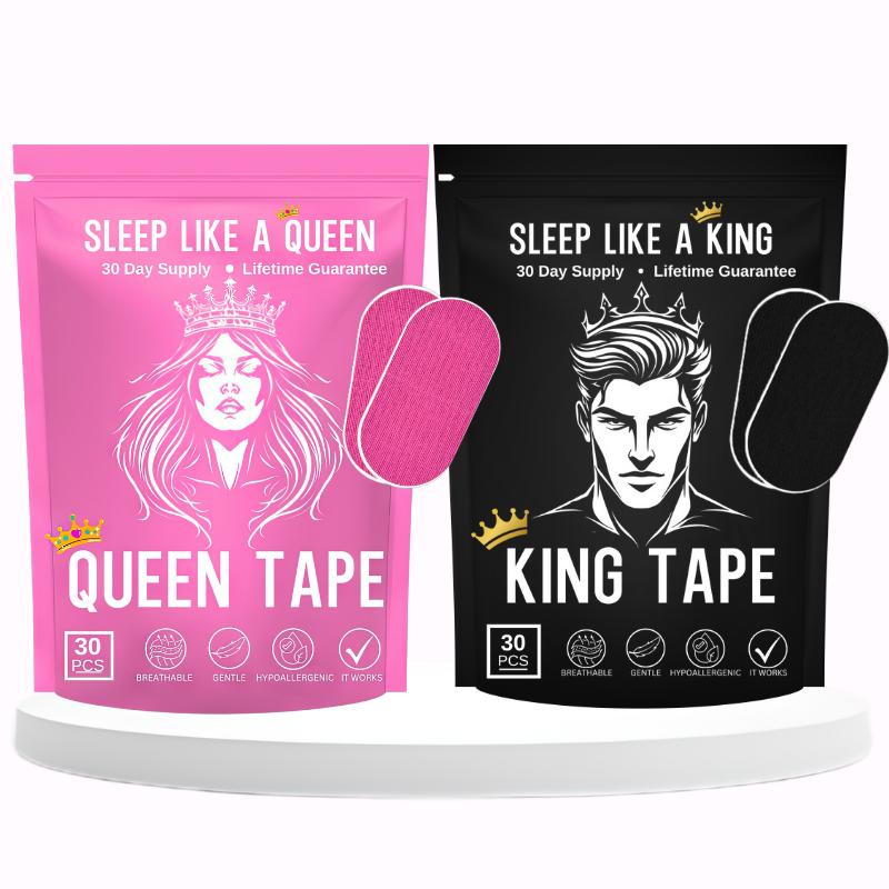 King & Queen Mouth Tape Combo  – one month supply each - 30 pieces Each, sports accessories, mouth tape, king queen tape