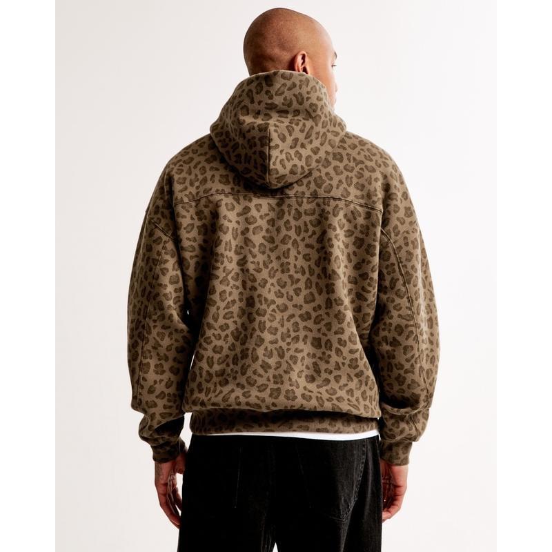 Abercrombie Leopard Hoodie - A & F Trendy Unisex Oversized Popover - Abercrombie Chetah Hoodie - Streetwear for Man Women