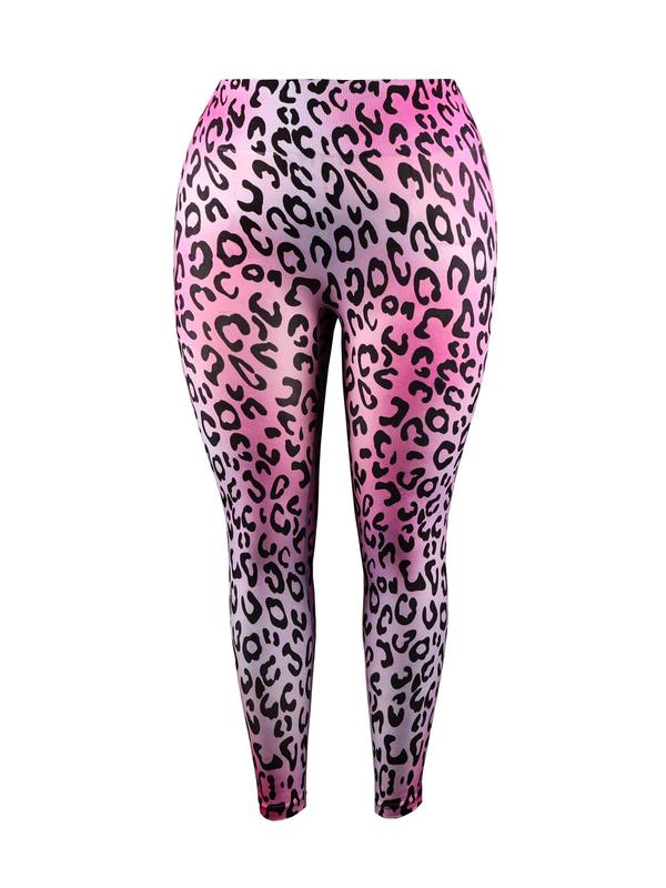 Plus Size Sporty Leopard Print High Waist Sports Leggings, Plus Casual Comfy Breathable Seamless Skinny Pants for Yoga Gym Workout Running, Women's Sport & Outdoor Plus Clothing for All Seasons