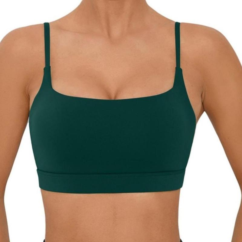 Women's Sports Bra Can Be Crossed And Adjusted Backless Bra With Removable Pads , Comfort Solid Color Wireless Sports Bra lightweight gym wear