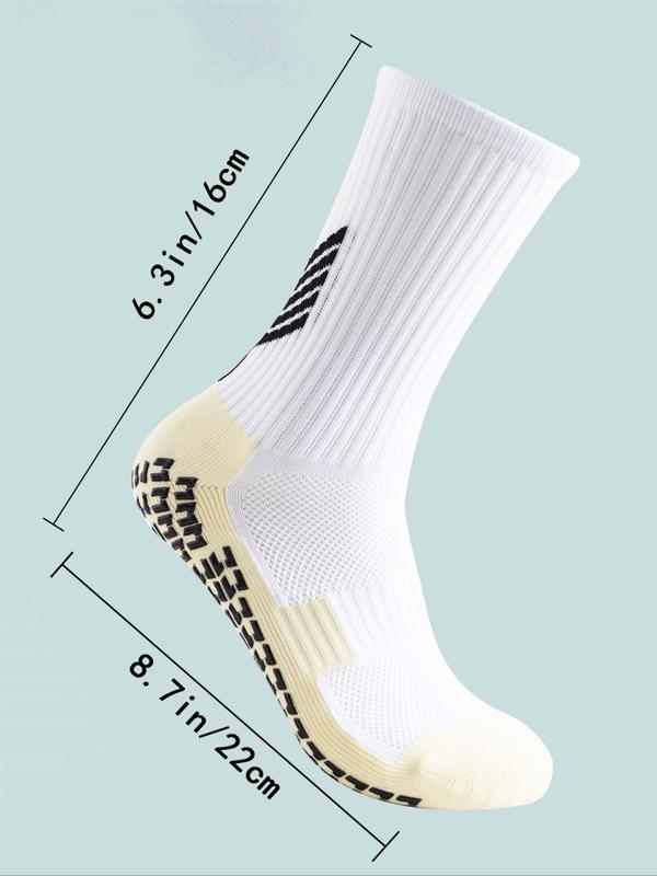 Men's Colorblock Striped Print Athletic Socks & Leg Sleeves, Non-slip Grip Soccer Socks & Leg Covers, Men's Sports Socks for Outdoor Activities