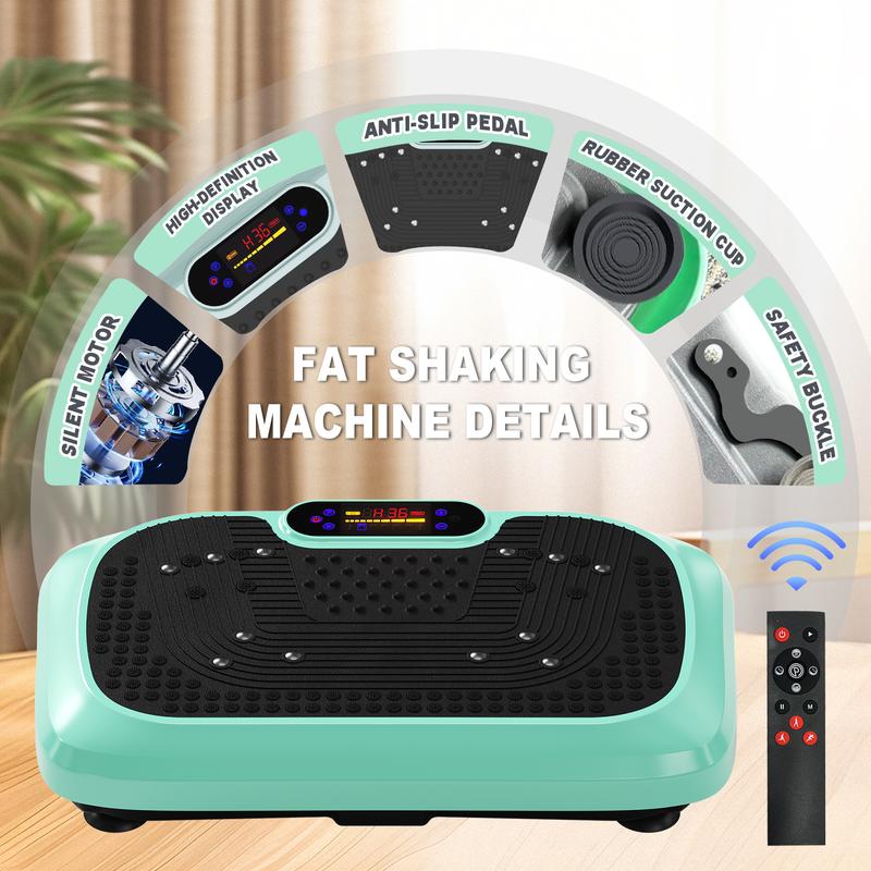 HOTWAVE Vibration Plate Workout Machine 120 gear adjustment with , Lymphatic Drainage Machine, Whole Body Fitness Vibration Platform with 2 Resistance Bands