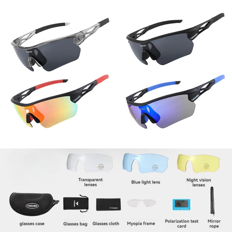 Polarized Sports Sunglasses Sun Glasses for Men Women With 5 Interchangeable Lenes for Cycling Running Baseball Golf Driving