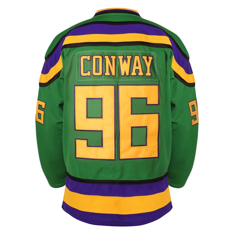 [Christmas gift] Mighty Ducks Jersey #96 Charlie Conway #99 Adam Banks #33 Greg Goldberg #66 Gordon Bombay Movie Hockey Jersey White Green in Sports Fan Jersey Outdoors