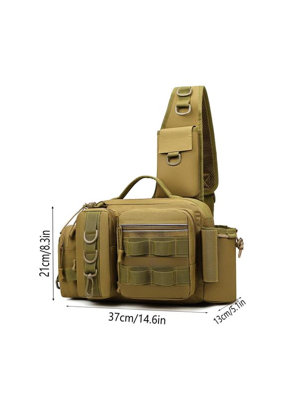 Men's Solid Color & Camouflage Pattern Zipper Chest Bag, Large Capacity Multifunctional Fishing Belt Bag, Outdoor Hiking Climbing Bag for Daily Use