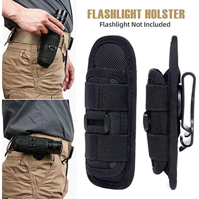 Tactical Flashlight Holster Duty Belt Pouch Rotatable Clip 360 Degree Holder