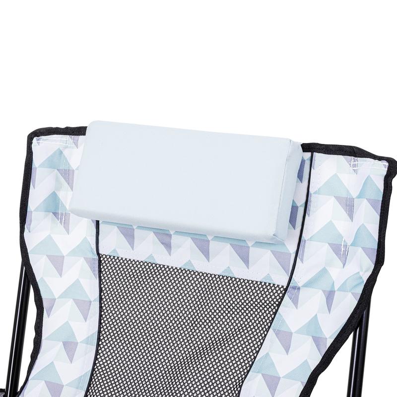 Ozark Trail Lounge Camp Chair,Detached Footrest,Blue and White Design,Padded Headrest,Adult,10.56Lbs