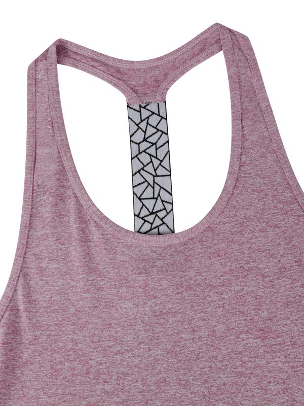 Women's Geometric Patchwork Backless Sports Vest, Sporty U Neck Sleeveless Tank Top for Yoga Gym Workout, Ladies Sportswear Clothing for Summer