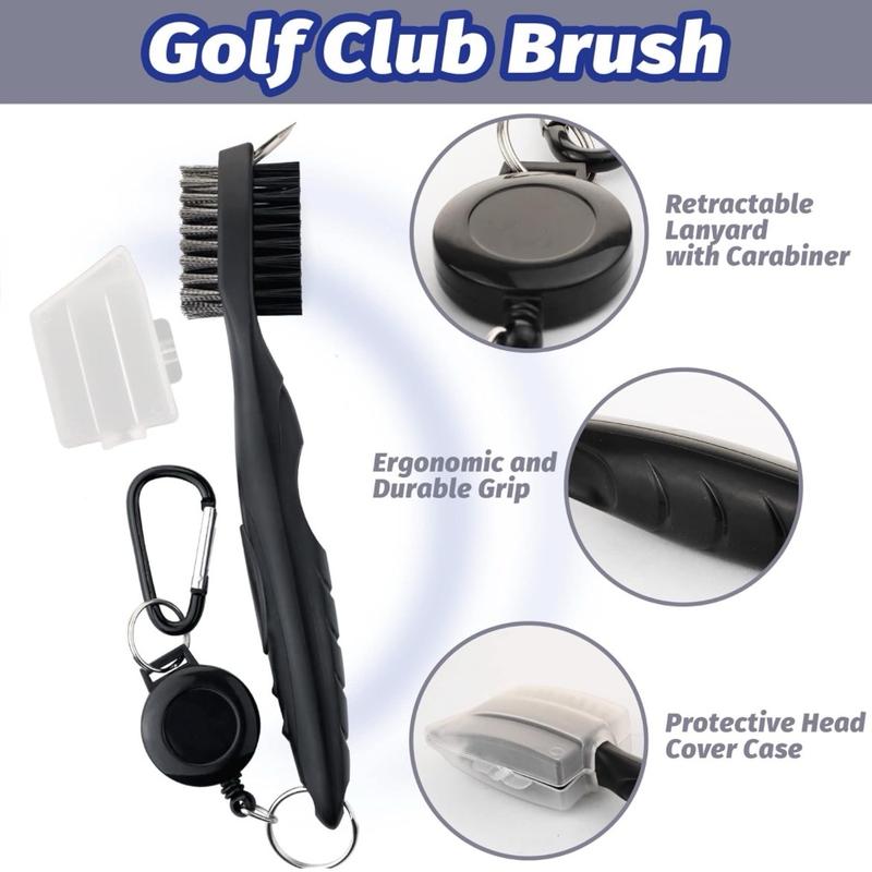 Golf Accessories Kit, Golf Club Cleaning Kit - Microfiber Waffle Pattern Golf Towel with Clip, Golf Club Brush Groove Cleaner & Clip, Golf Divot Tool with Marker - Golf Accessories for Men & Women