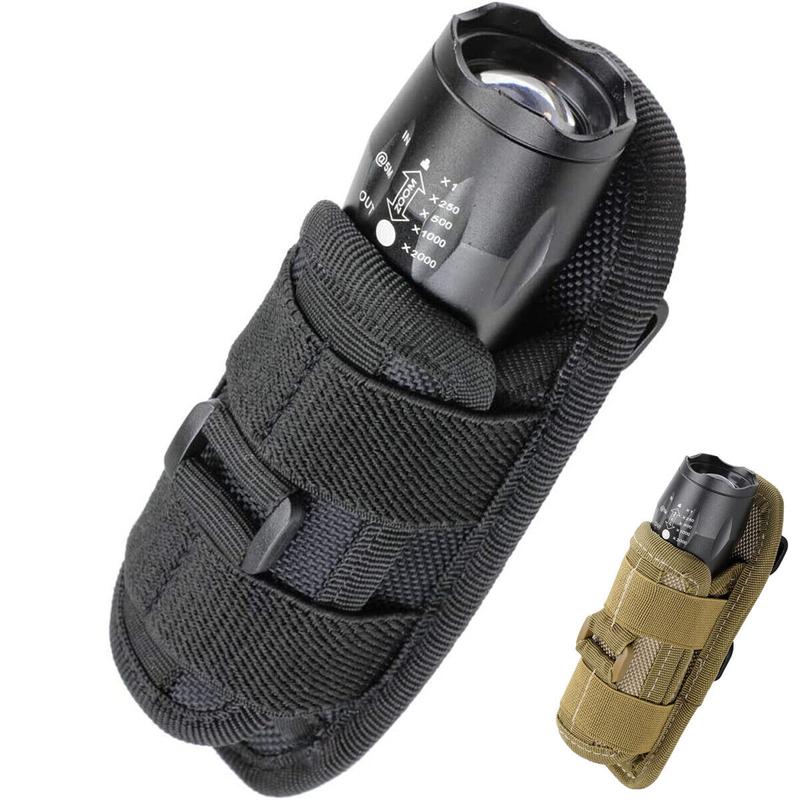 Tactical Flashlight Holster Duty Belt Pouch Rotatable Clip 360 Degree Holder