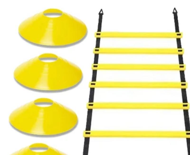 Speed Agility Ladder Training Set with 12 Rung 20Ft Adjustable Ladder, Disc Cones, Steel Stakes, and Resistance Parachute for Speed Training