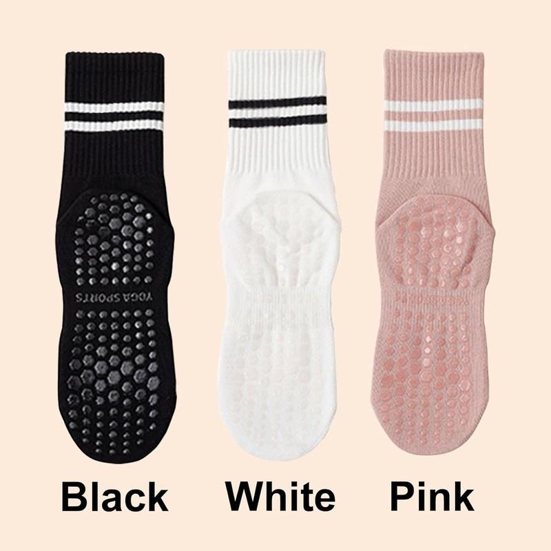 3Pairs Pilates Grip Socks, Yoga Socks with Grips for Women Slipper Socks Barre Socks Non Slip Socks for Workout Size 5.5-8.5