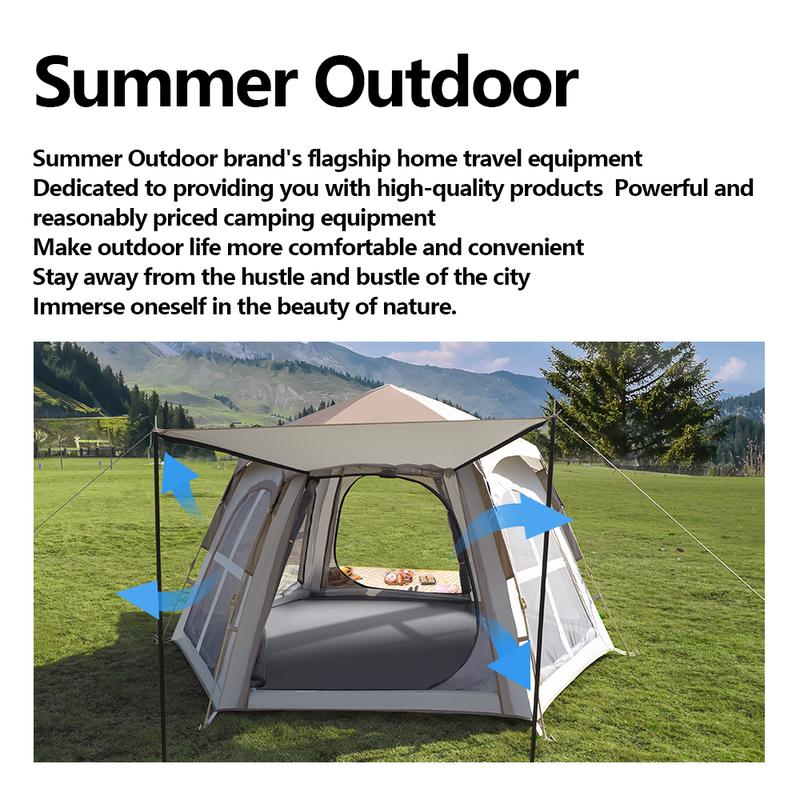 1Pc outdoor hexagonal tent, can accommodate 3-5 people, windproof folding tent, portable picnic tent camping  tents