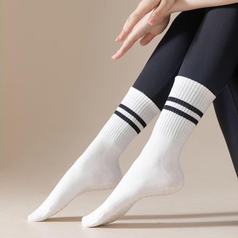 3Pairs Pilates Grip Socks, Yoga Socks with Grips for Women Slipper Socks Barre Socks Non Slip Socks for Workout Size 5.5-8.5