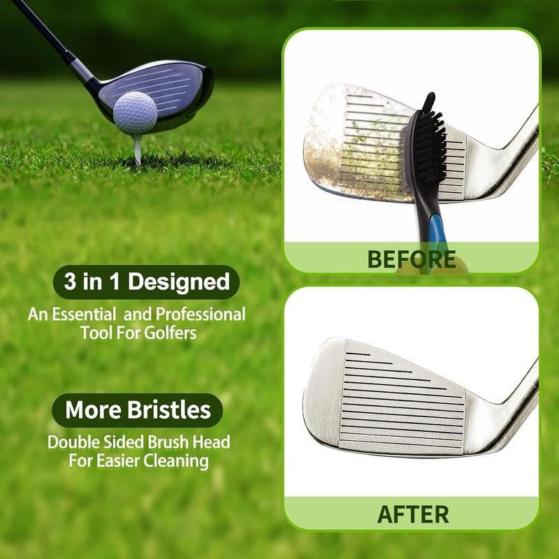 Professional Golf Club Brush, Golf Brush and Groove Cleaner with Retractable Zip-line and Aluminum Carabiner, Golf Club Cleaner for Golf Clubs, Golf Brush for Golf Bag,Golf Accessories for Men