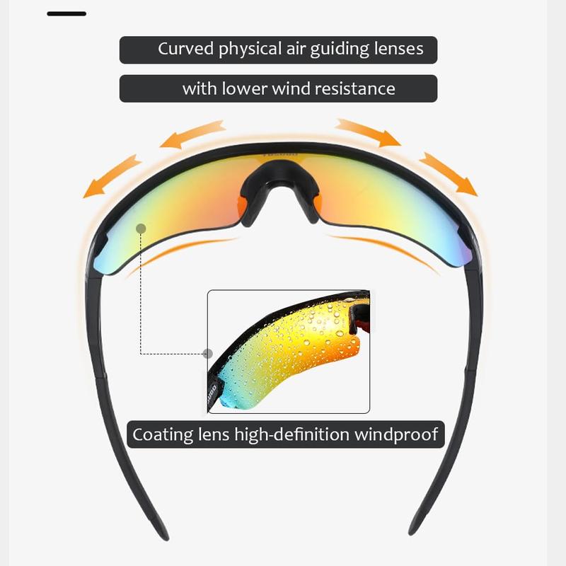 Polarized Sports Sunglasses Sun Glasses for Men Women With 5 Interchangeable Lenes for Cycling Running Baseball Golf Driving