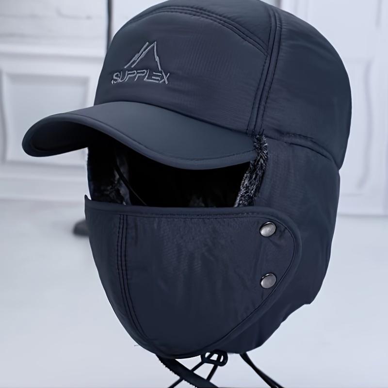 Unisex Winter Bomber Hat with Detachable Face Mask, Thickened Warm Cotton Cap for Skiing, Skating, and Mountain Biking - Windproof Ear Protection