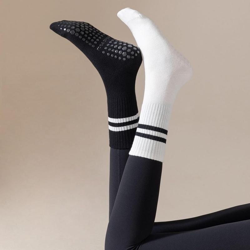 3Pairs Pilates Grip Socks, Yoga Socks with Grips for Women Slipper Socks Barre Socks Non Slip Socks for Workout Size 5.5-8.5