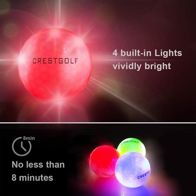 CRESTGOLF led golf balls,glowing in the dark golf balls,3 pieces