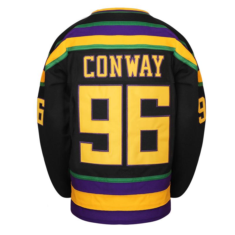 [Christmas gift] Mighty Ducks Jersey #96 Charlie Conway #99 Adam Banks #33 Greg Goldberg #66 Gordon Bombay Movie Hockey Jersey White Green in Sports Fan Jersey Outdoors