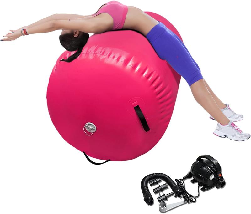 Air Barrel Gymnastics Roller Inflatable Tumbling Mat, Back Handspring Training Air Mat Tumble Track Gymnastics Equipment For Home Use, Gym Training, Yoga Balance Exercise, Cheerleading with Electric Pump