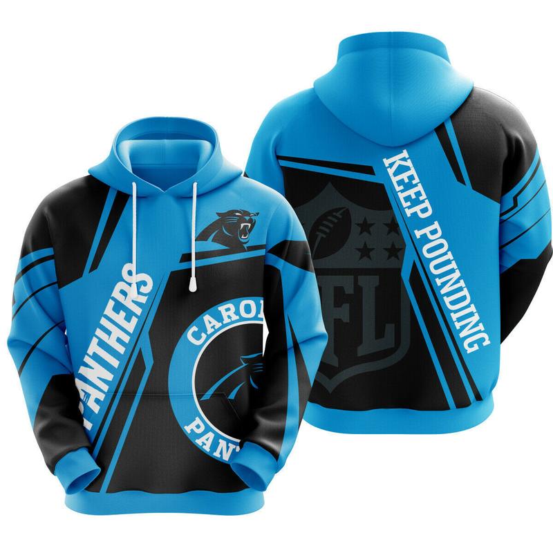 Carolina Panthers Keep Pounding Pullover Hoodie, Men's Sports Hoodie, Panthers Hoodie for Men, Men's Sports Outerwear, Zipper Sweatshirt for Men, Sports Hooded Zipper Jacket for Men.