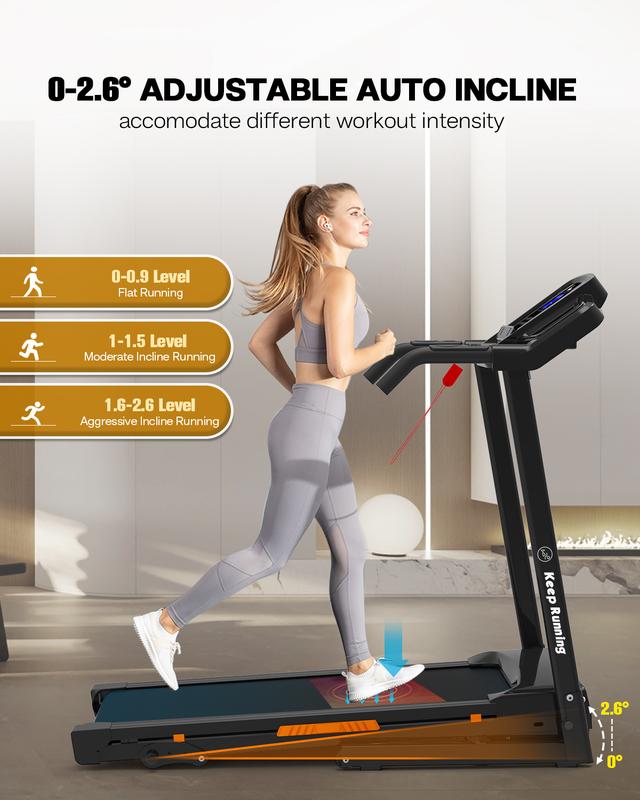 330LBS Capacity Folding Treadmill with 3-Level Incline, 3.5HP Motor, Up to 8.5MPH Speed, LED Display and Pulse Monitor