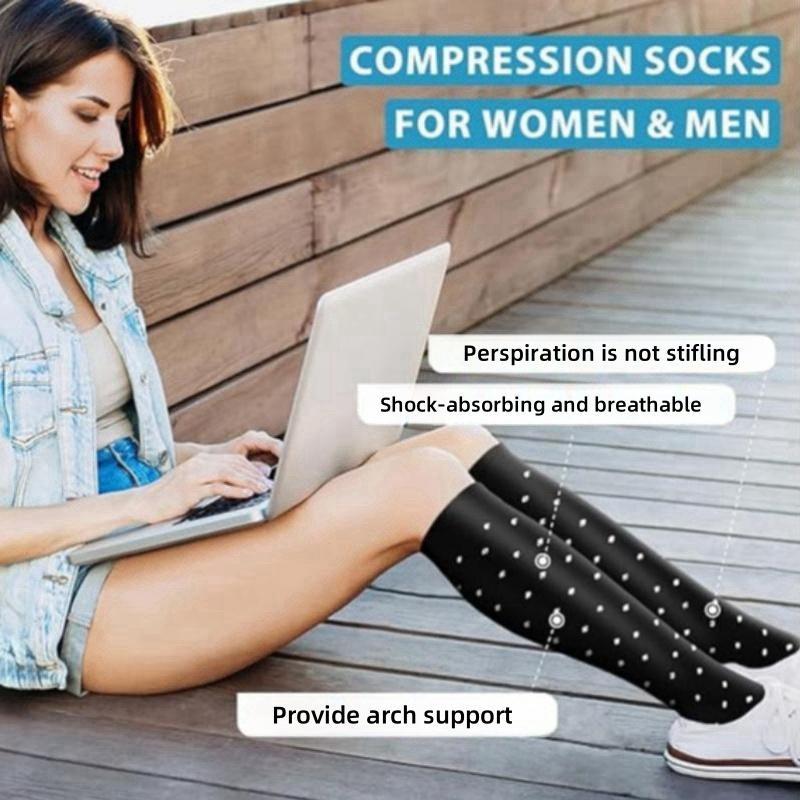 Patchwork Print Compression Socks, 6 Pairs Casual Comfy Breathable Sports Socks for Running Jogging Hiking, Men & Women Socks for Fall & Winter