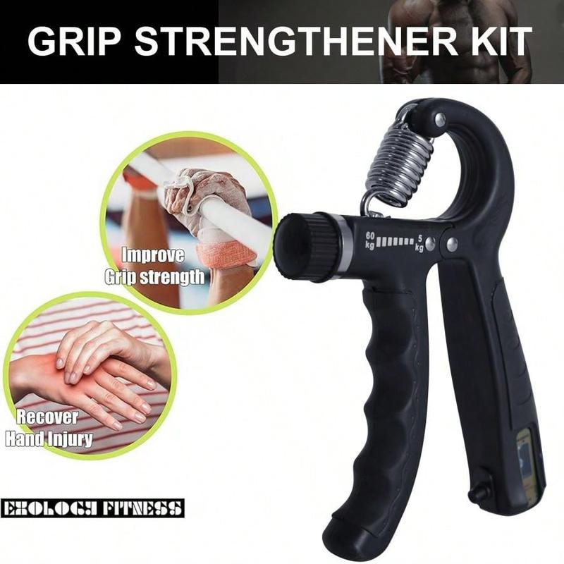 Hand Grip Strengthener Workout Kit (5 Pack), 2 Forearm Grip Adjustable Resistance Hand Gripper, Finger Stretcher, Grip Ring & Stress Relief Grip Ball For Athletes