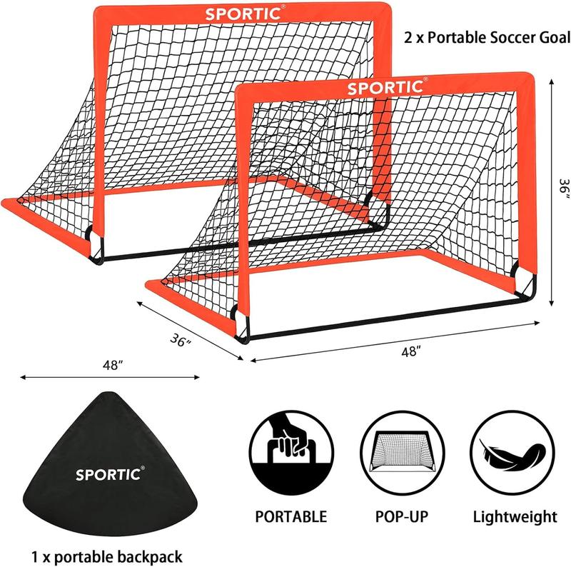 2 Pack 4' x 3' Soccer Goal Net Set for Indoor and Outdoor Portable Soccer Net with Carrying Bag & Ground Pegs soccer net