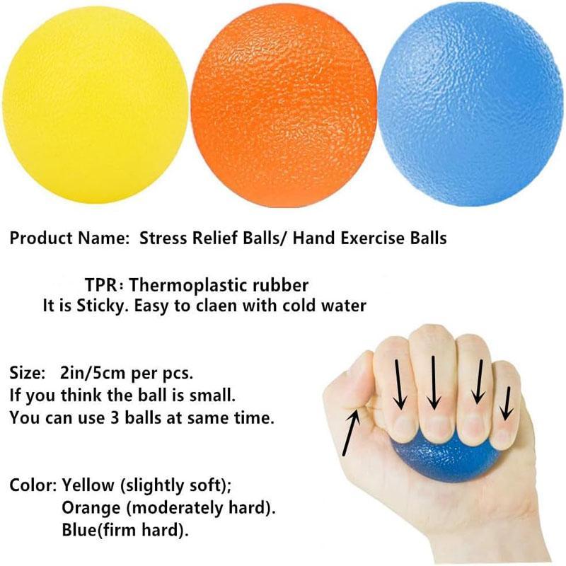 Hand Grip Strength Trainer, 3 Counts Resistance Hand Exercise Ball for Hand Finger Wrist Muscles, Multi-use Stress Relief Squeeze Balls Set