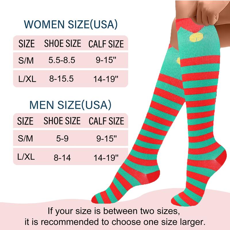 ISUNIE Sports Socks Mixed Pattern Breathable Knee High Socks for Women & Men,Winter, Athletic, Soccer, Daily, Running,  christmas 2024 ornament