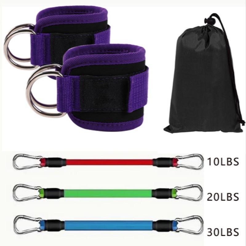 Resistance Band Set, 3 Counts Elastic Bands & 1 Pair Of Ankle Strap & 1 Count Storage Bag, Leg Stretching Band, Gym Accessories for Home Workout